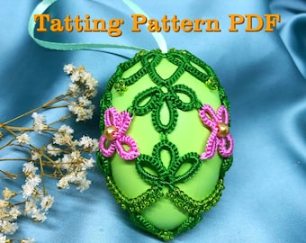 Tatted Easter egg Tatting Pattern, Tatting Tutorial, PDF Digital Tatted Tutorial Frevolite and Ankars