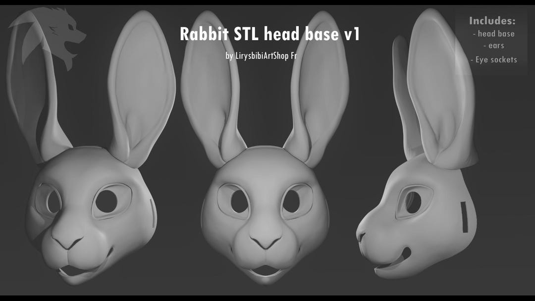 RABBIT 3D BASE Bunny Fursuit Headbase to Print - Etsy