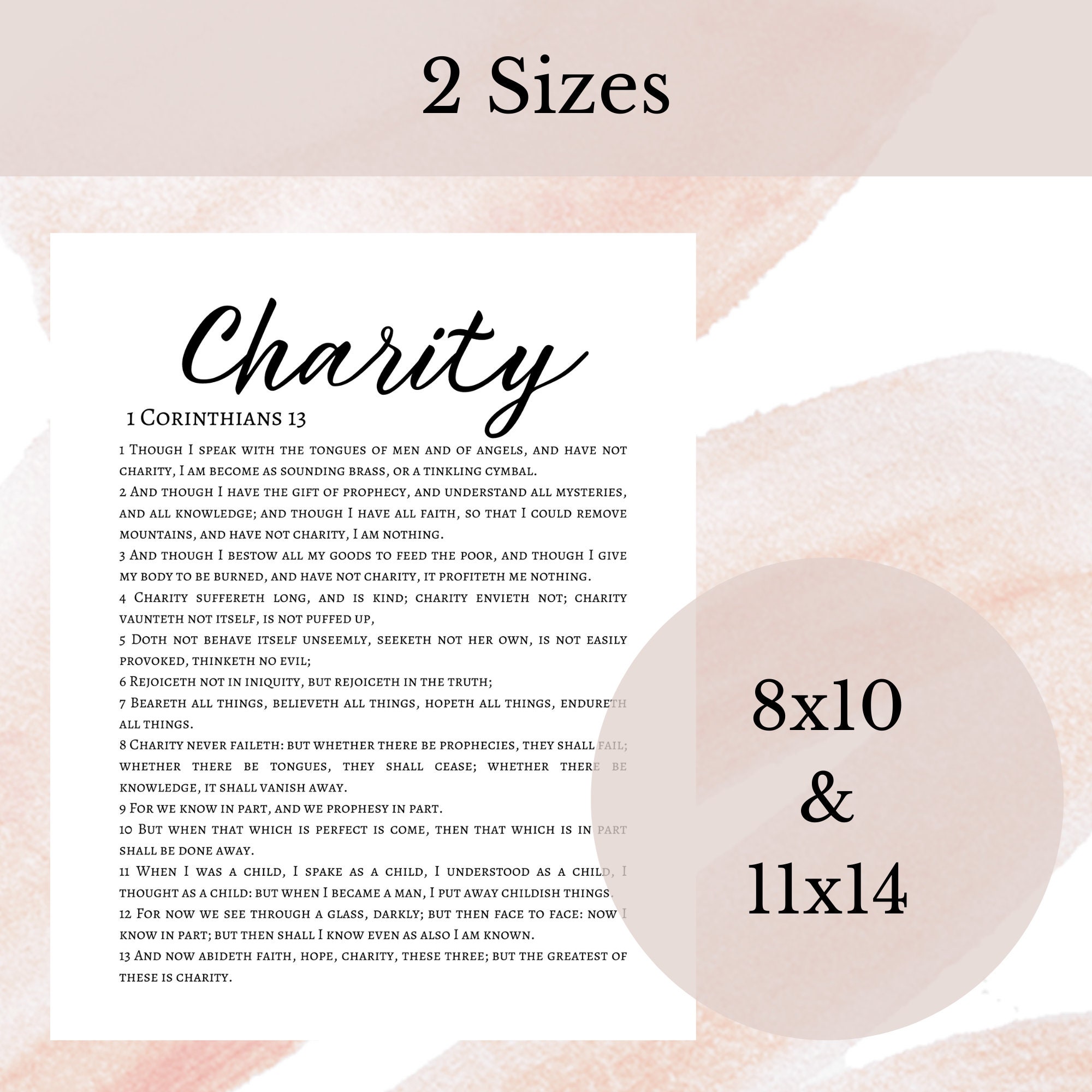 1 Corinthians 13 KJV Scripture Printable, Bible Verse Wall Art ...