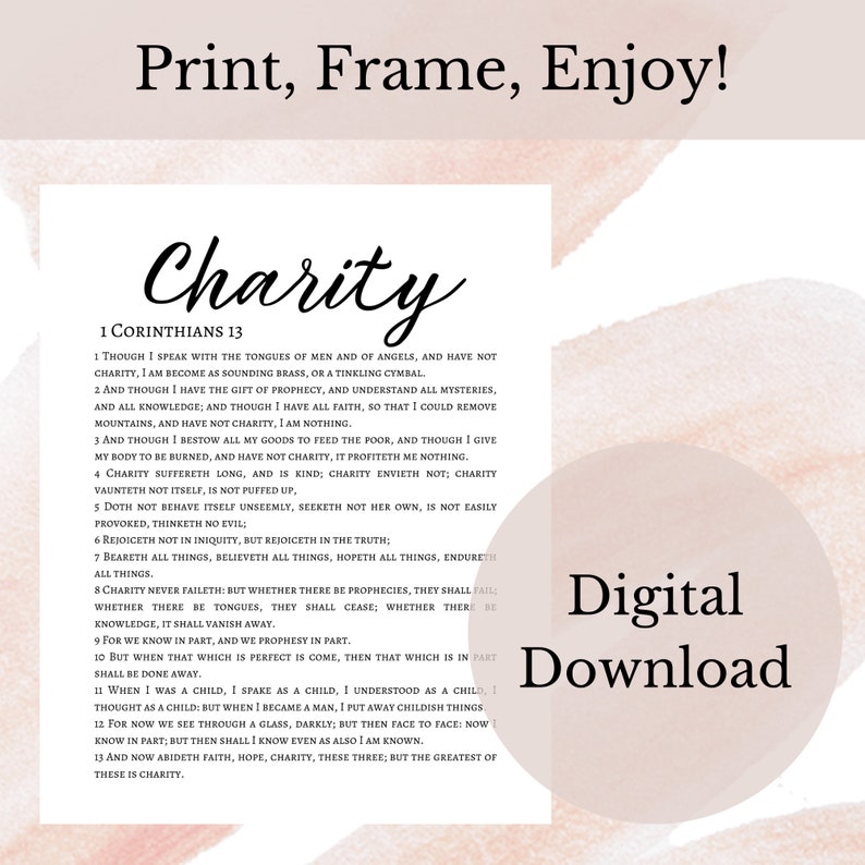 1 Corinthians 13 KJV Scripture Printable Bible Verse Wall - Etsy Hong Kong