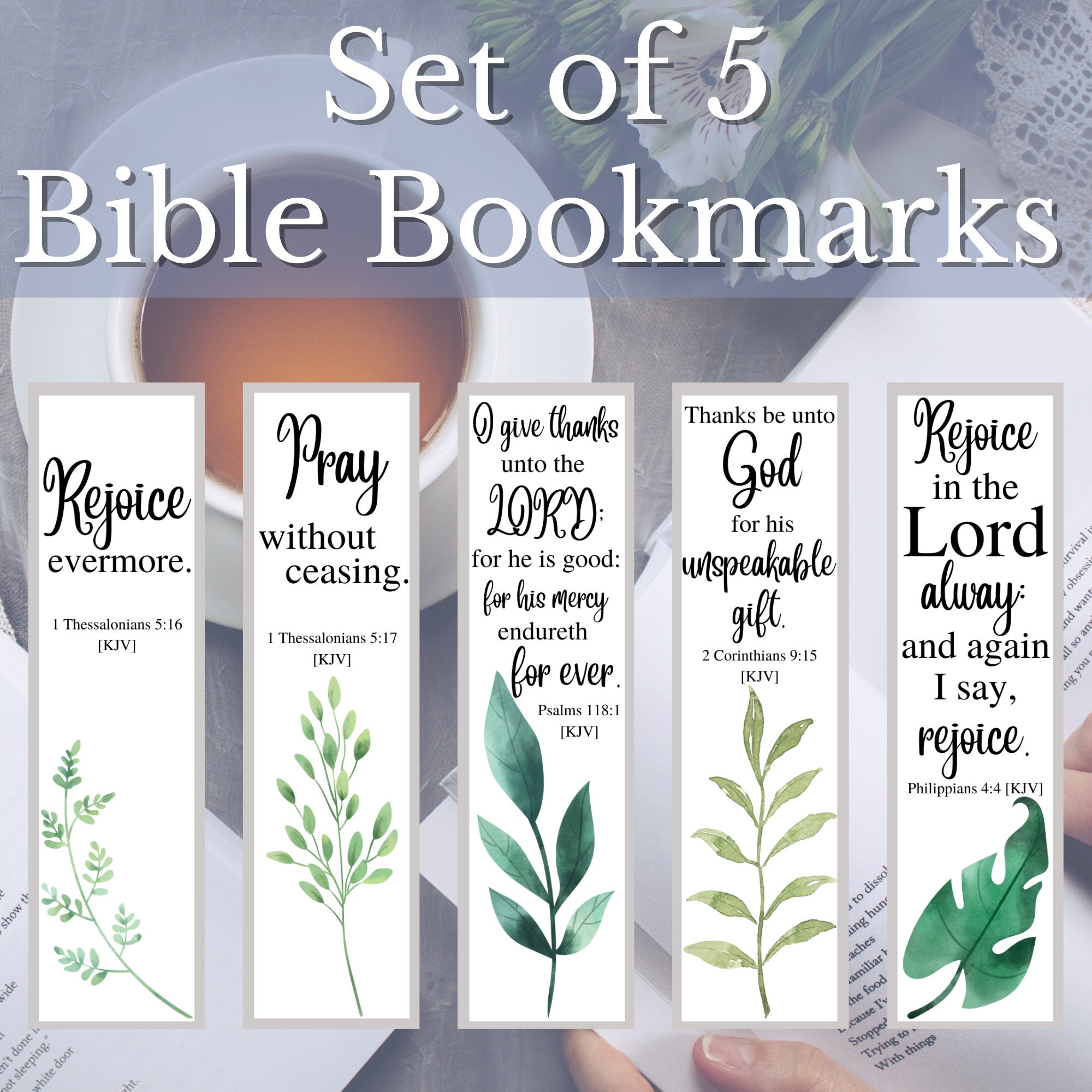 KJV Scripture Printable Bookmarks, Watercolor Plant Bookmarks