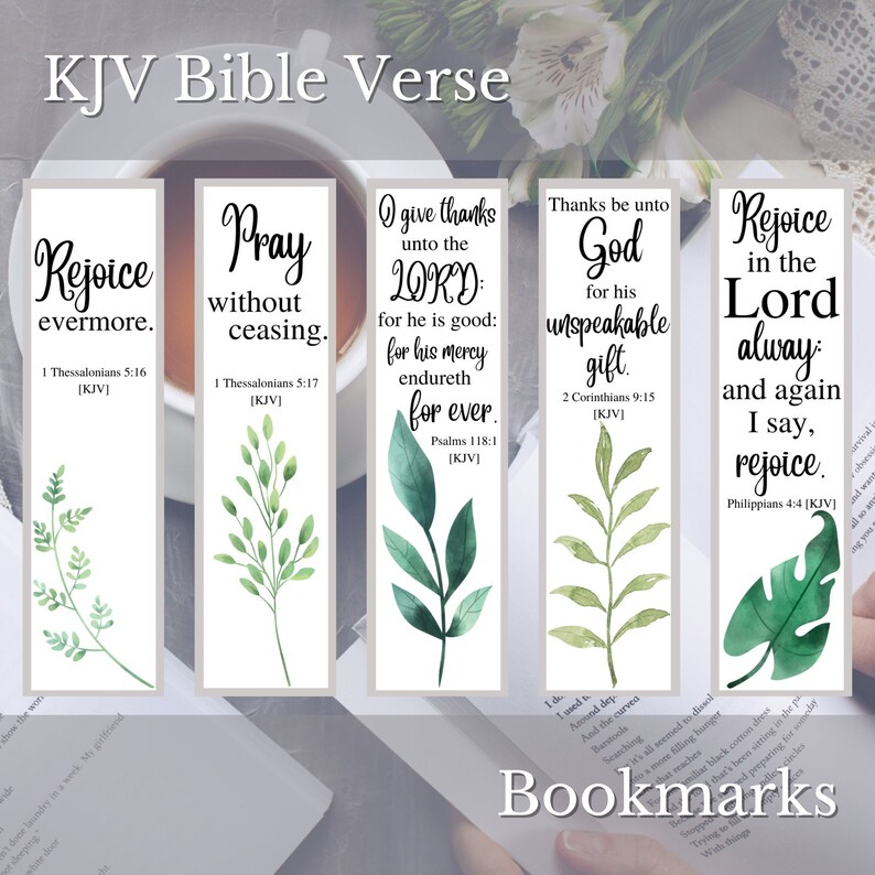 KJV Scripture Printable Bookmarks, Watercolor Plant Bookmarks
