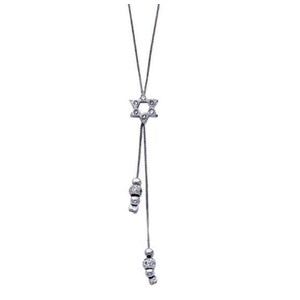 Tiny 925 Sterling Silver Pendant White Stone With Silver Beads and Two Strings *