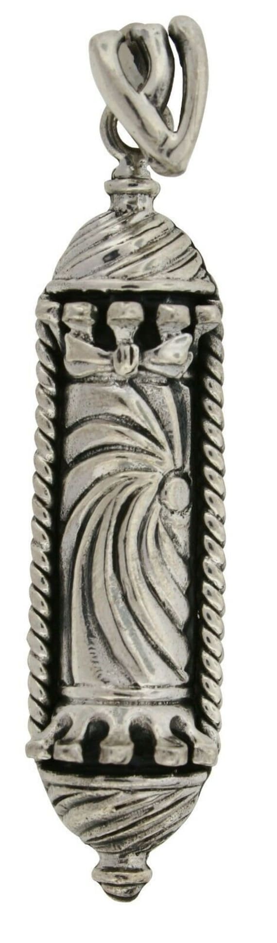 Sterling Silver MEZUZAH PENDANT Curve Line Sheen … - image 1