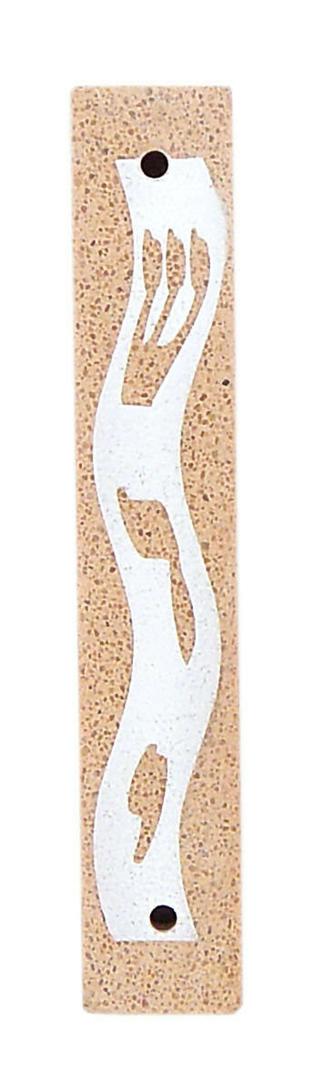 Elegant & Beautiful Beige Stone Mezuzah Vertical Wavy Lines Etsy