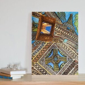 Eiffel Tower Print | Paris France | Watercolour Mixed Media Painting | Paris Travel Poster | Architecture Art | Modern Art | Landmark Tower