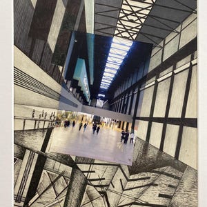 Turbine Hall in Tate Modern London Original Painting Vintage Architecture Art Print (Size Options Available), Art Museum Poster, City Poster