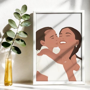 Retrato personalizado, regalo de boda, póster personalizado, retrato, regalo personalizado, póster familiar, ilustración, Día de la Madre