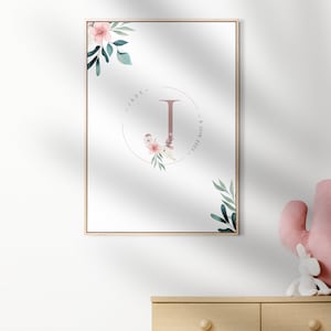 Poster di nascita, poster per bambina, poster personalizzato, poster con il nome della cameretta del bambino, decorazioni per la cameretta del bambino, regalo di nascita