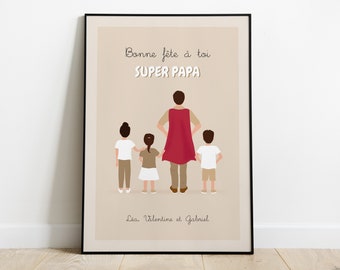 Happy Father's Day poster, Father's Day, personalized poster, minimalist portrait, customizable poster, dad gift, illustration