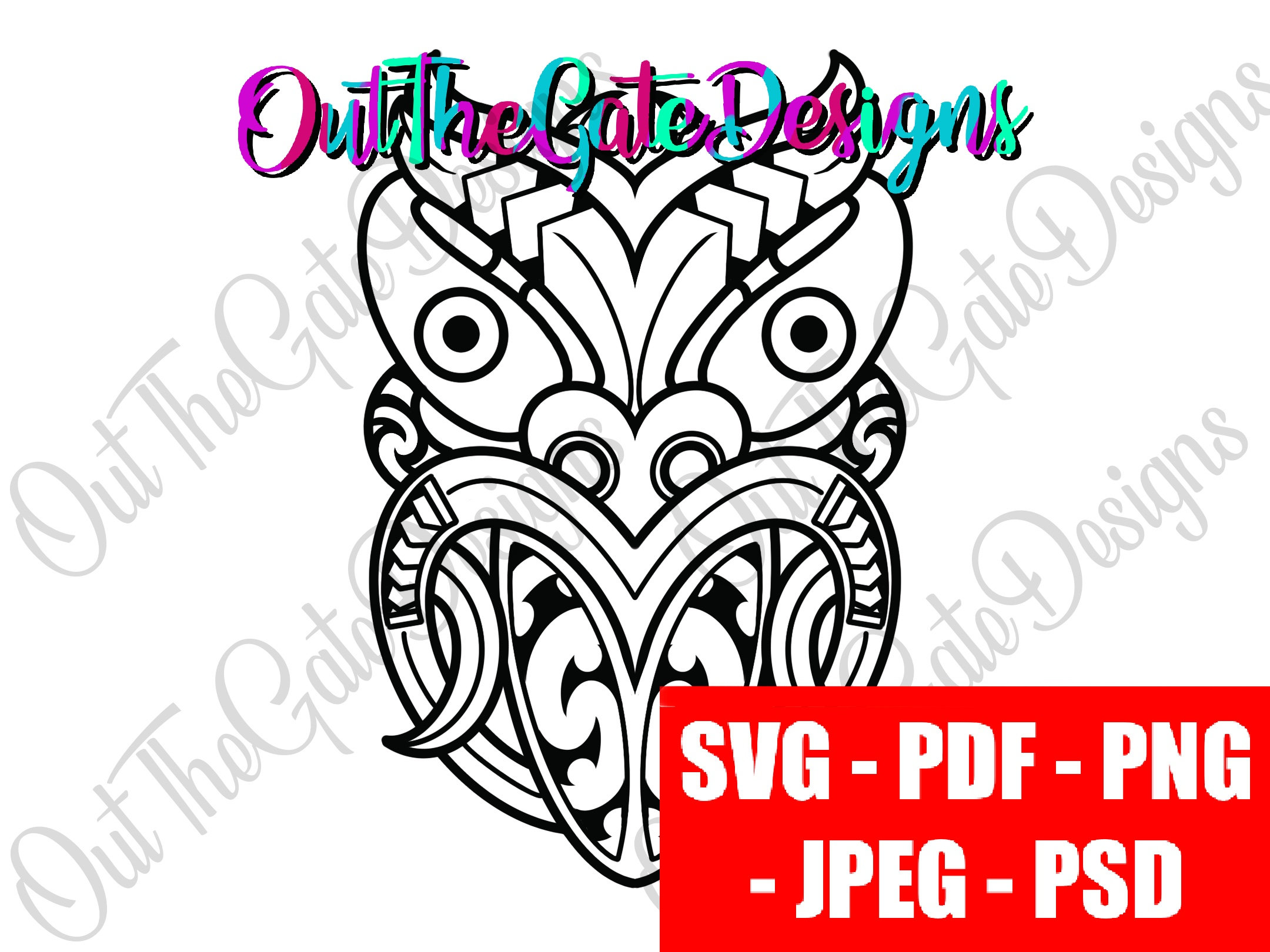 Awesome Maori Polynesian WARRIOR Sacred Tattoo Stencil Template Stylized