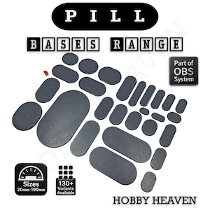 Bases ovais em formato de pílula para jogos de guerra, de 30 mm a 190 mm | Bases ovais para miniaturas, veículos e dioramas | Impressão 3D no Reino Unido