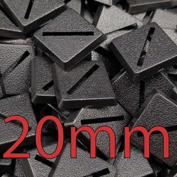 Wargaming 20mm Square Slotted Plastic Bases for Warhammer