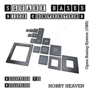 Wargaming Square to Square Base Converters – 3D Printed Tabletop Games Compatible Adapters Wargames