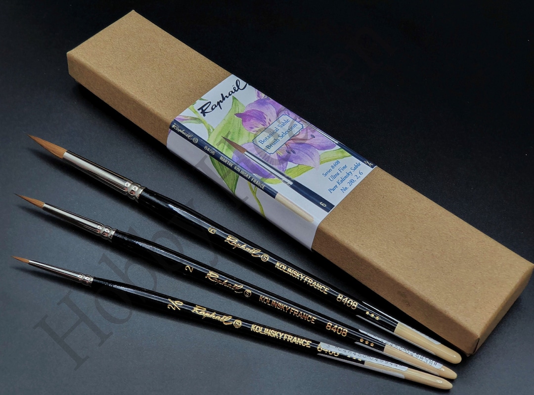 Raphael 8408 Botanical Kolinsky Sable Brush Set With Box Sizes 2/0 2 6
