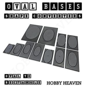Wargaming Oval to Rectangle Base Converters – 3D Printed Tabletop Games Compatible Adapters Wargames