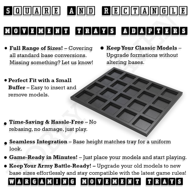 Juegos de mesa Bandejas de movimiento Adaptadores de tamaño Cuadrados y rectángulos Wargaming Wargames imagen 2