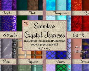 124 Seamless CRYSTAL TEXTURES, GLASS patterns, abstract digital papers, Printable Scrapbook, dollhouse paper, liquid paper, tileable files