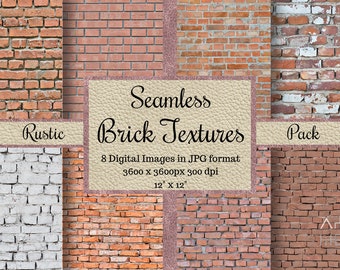 Seamless Brick Textures, rustic brick wall patterns, tileable Digital Papers, antique stone Printable Scrapbook, wallpaper Backgrounds red