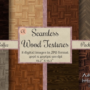 Texturas de MADERA de café sin costuras, patrones de madera cuadrados marrones, hojas de papel de madera de casa de muñecas, documentos digitales, álbum de recortes imprimible, madera para pisos