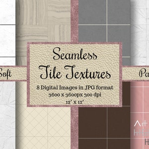 Seamless Soft Tile TEXTURES, wall tile patterns, dollhouse Digital Papers, pink Printable Scrapbook, ceramic wallpaper, miniature home tiles