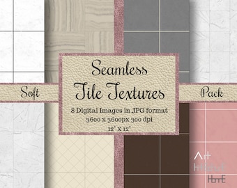 Seamless Soft Tile TEXTURES, wall tile patterns, dollhouse Digital Papers, pink Printable Scrapbook, ceramic wallpaper, miniature home tiles