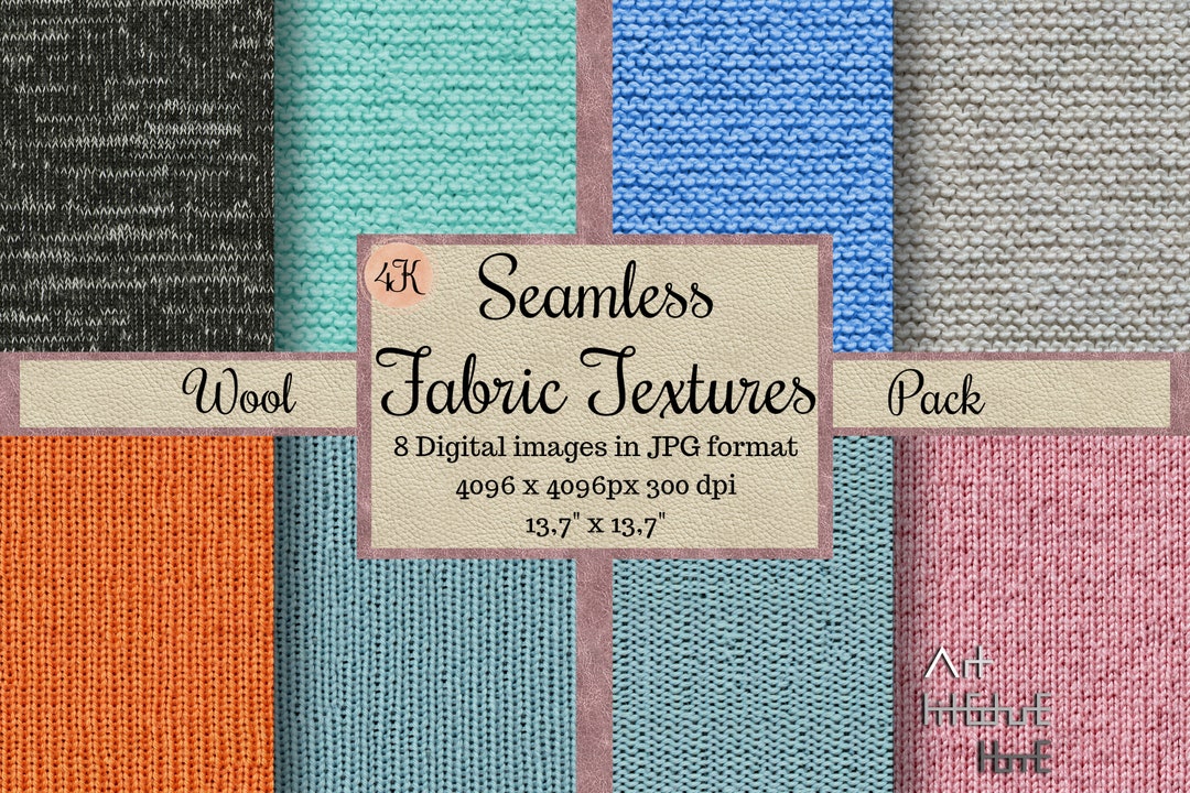 Seamless Wool Fabric Textures, Cotton Fabric Patterns, Digital Papers ...