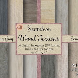 16 Seamless Spring Gray Wood Textures, pale wood patterns, brown wood Digital Papers, Printable Scrapbook, floor Backgrounds, blender wood