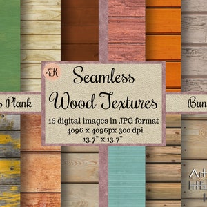 Texturas de madera de tablón sin costuras, cubierta de madera suiza, patrón de parquet, hoja de leñador, papeles digitales, álbum de recortes imprimible, maderas de colores