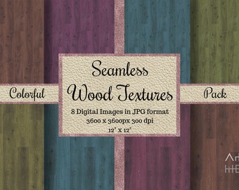 Texturas de madera sin costuras, patrones de madera sin costuras, papeles digitales, papeles de álbum de recortes imprimibles, uso comercial, fondos, paquete colorido, JPG