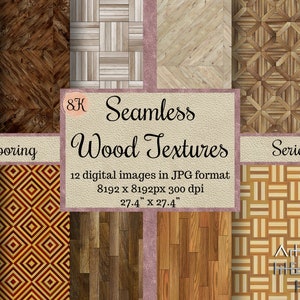 Texturas de madera para pisos sin costuras, Madera para pisos de tablones, patrón de barniz, papeles digitales de madera, álbum de recortes imprimible, hojas de casa de muñecas, miniatura