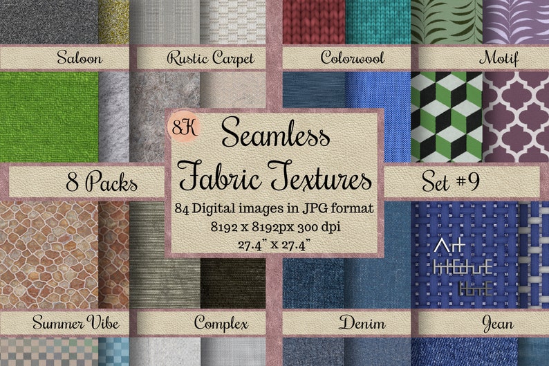 84 Seamless Fabric Textures, Motif Fabric Patterns, Textile Digital ...