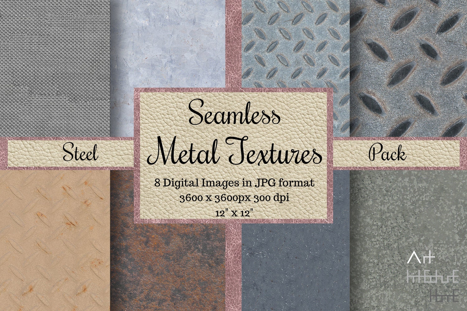 SEAMLESS METAL TEXTURES, gray steel patterns, metal dirty panel, digital papers for miniature home, Printable Scrapbook, render material hq