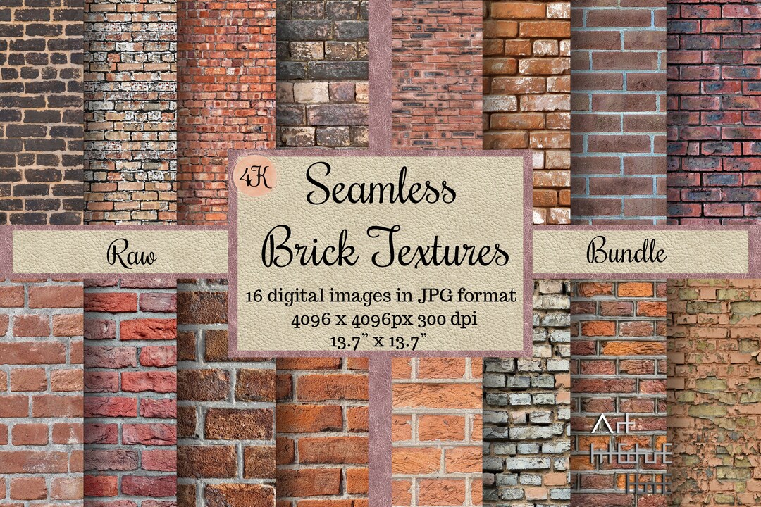 Seamless Raw Brick Textures, Rustic Wall Patterns, Tileable Digital ...