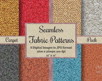Seamless Fabric Carpet Patterns, Seamless Carpet Textures, Digital Papers, Printable Scrapbook Papers, Commercial Use, Carpet Backgrounds