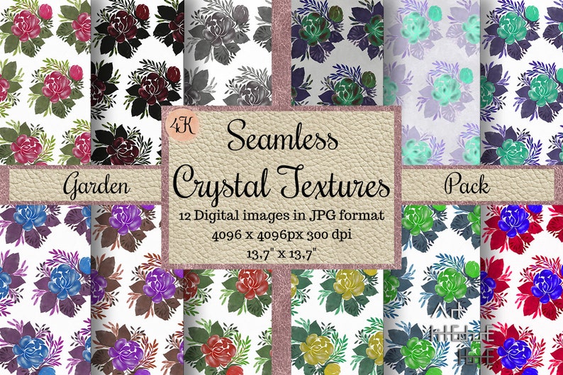 96 Seamless CRYSTAL TEXTURES, GLASS Patterns, Abstract Digital Papers ...