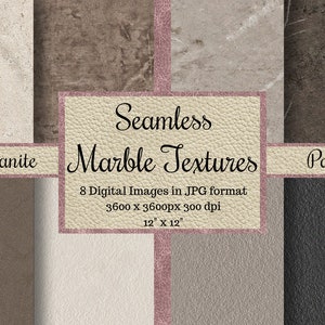 Seamless Granite Textures, Seamless Marble Patterns, black beige brown ceramic Digital Papers, Printable Scrapbook tile repeat Backgrounds