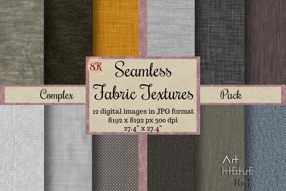 Seamless Complex Fabric Textures, Mixed Fabric Pattern, Digital Papers for  Dollhouses, Printable Scrapbook, Textile Background, Linen Files 