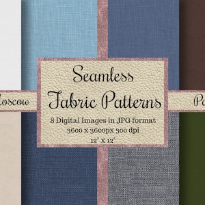 Seamless Fabric Patterns, Seamless Linen Textures, Digital Papers, Printable Scrapbook Papers, Commercial Use, Backgrounds, Moscow Pack
