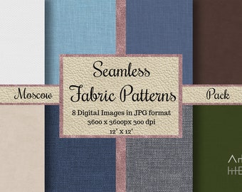 Seamless Fabric Patterns, Seamless Linen Textures, Digital Papers, Printable Scrapbook Papers, Commercial Use, Backgrounds, Moscow Pack