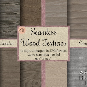 Puede incluir: Un conjunto de 12 texturas de madera sin costuras en un esquema de color madera pálida. Las imágenes son de 4096 x 4096 píxeles y 300 ppp, midiendo 13,7 pulgadas por 13,7 pulgadas. Las imágenes están en formato JPG.
