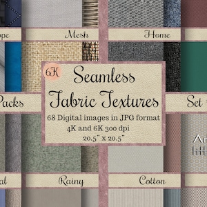 68 Seamless Fabric Textures, Seamless Fabric Patterns, Textile Digital Papers, Printable Scrapbook Bundle, Fabric wallpaper, Linen files jpg