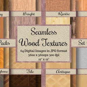 64 texturas de madera sin costuras, patrones de madera sin costuras, papeles digitales de tablones, papeles de álbum de recortes imprimibles de madera, fondos, venta completa, conjunto 3