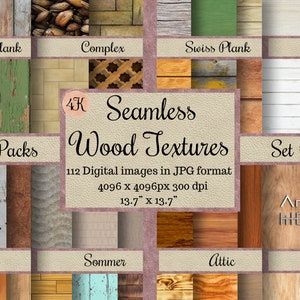 112 texturas de tablones de madera sin costuras, patrones de madera, papeles digitales de parquet para casas de muñecas y casas en miniatura, álbum de recortes imprimible, artesano de bricolaje