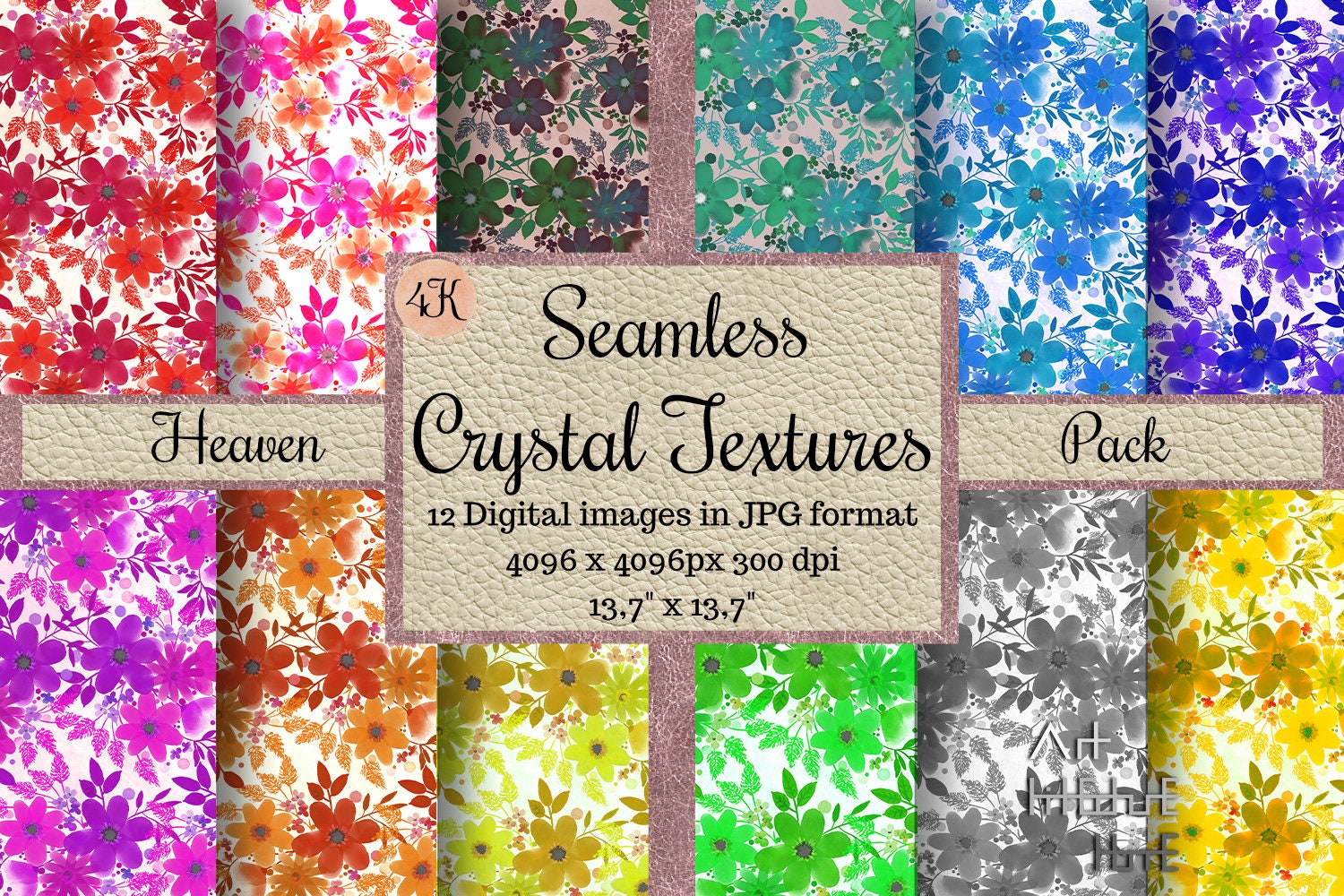 96 Seamless CRYSTAL TEXTURES, GLASS Patterns, Abstract Digital Papers ...