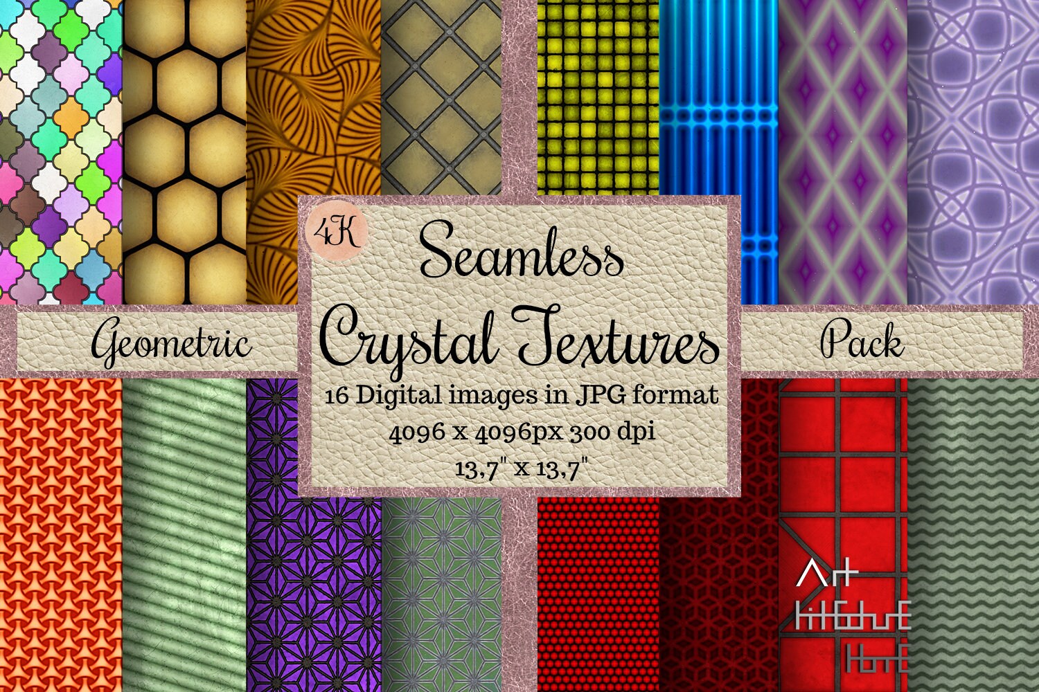 96 Seamless CRYSTAL TEXTURES, GLASS Patterns, Abstract Digital Papers ...