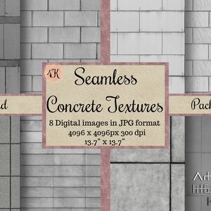 Seamless Gray Concrete Textures, wall patterns, Digital Papers, cement floor Printable Scrapbook, wallpaper Backgrounds, dollhouse papers 4K