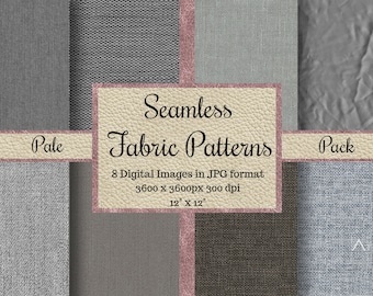 Seamless Pale Fabric Patterns, Seamless Linen Textures, Textile Digital Papers, Printable Scrapbook Papers, Commercial Use, Backgrounds