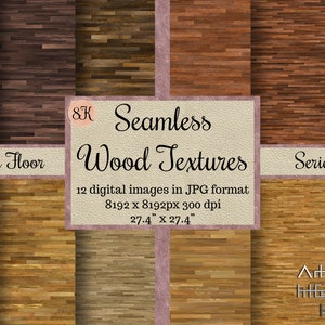 12 texturas de madera delgada sin costuras, maderas de tablones de 8K, patrón de pisos, papeles digitales, álbum de recortes imprimible de madera, papeles de casa de muñecas, miniatura