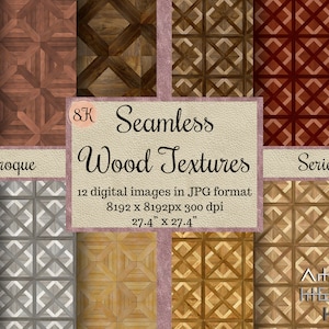 Texturas de madera barroca sin costuras, parquet cuadrado, patrones de pisos, papeles digitales de madera, álbum de recortes imprimible, papeles pintados de madera, madera marrón